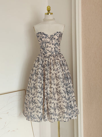 A line Sweetheart Floral Holiday Dress Travel Vacation Dresses Birthday Dress SD1250